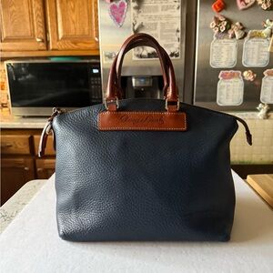 DB Dome Navy Blue Florentine Vacchetta Leather Satchel